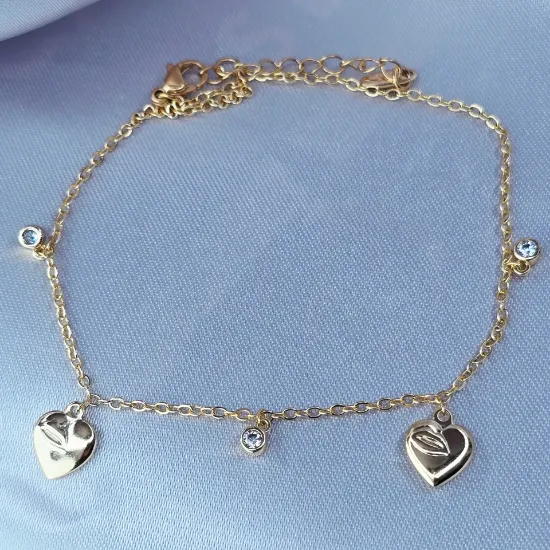Imagen de Pulsera Corazones y Brillos Talla 2201