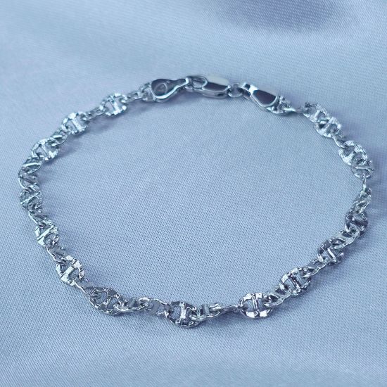 Imagen de Pulsera Tejido Gucci Diamantada Oro Blanco  1804