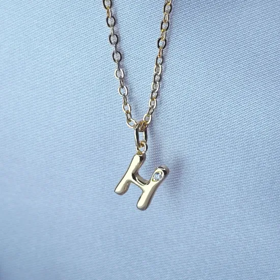 Imagen de Collar con Pequeño Brillo Inicial H Talla 4501