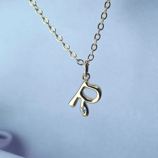 Imagen de Collar con Pequeño Brillo Inicial R Talla 4501