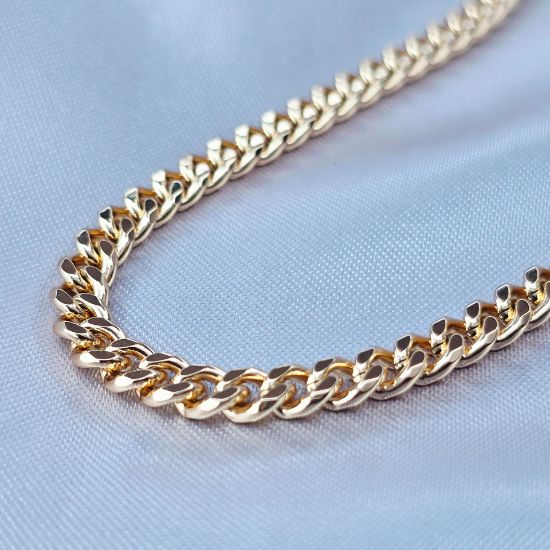 Imagen de Cadena Tejido Barabada Cerada Oro Dorado Talla 4505