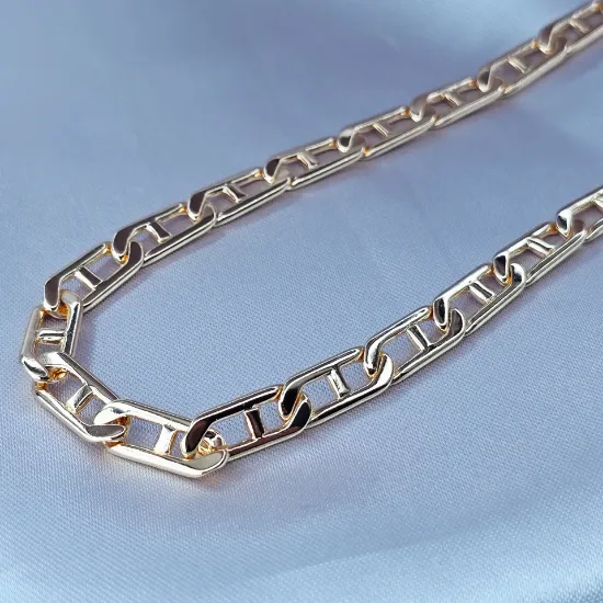 Imagen de Cadena Tejido Gucci Rectángulos Ovalados Oro Dorado Talla 5006