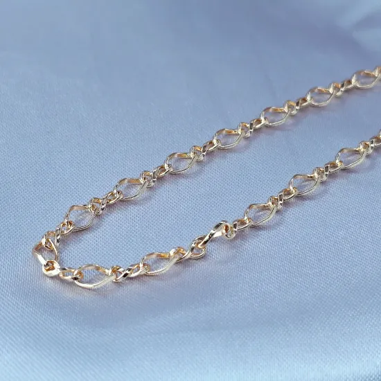 Imagen de Cadena Tejido Ovalada Irregular con Eslabón Infinito Oro Dorado Talla 6005