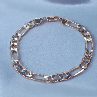 Imagen de Pulsera Tejido Cartier o Fígaro Oro Dorado Talla 1907