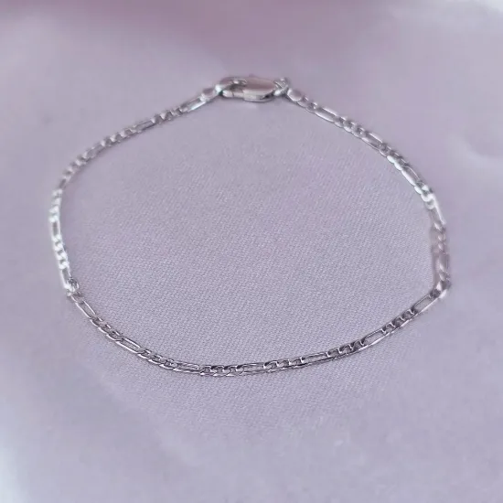 Imagen de Pulsera Tejido Cartier o Fígaro Oro Blanco Talla 1801