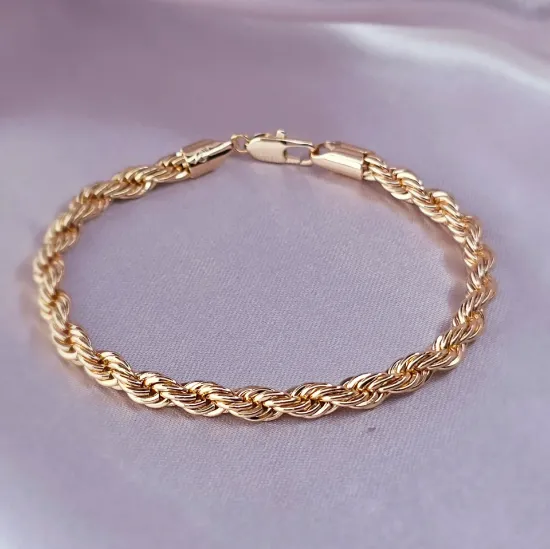 Imagen de Pulsera Tejido Cordón Salomónico o Torzal en Oro Dorado  2002