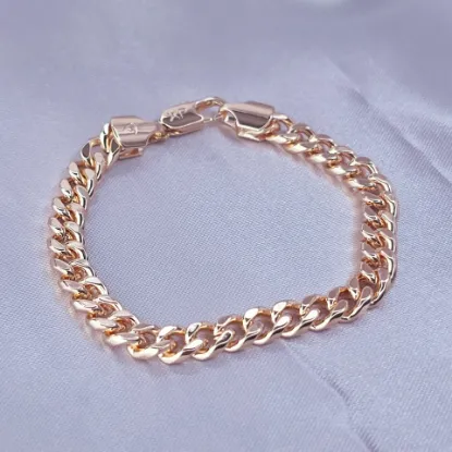 Imagen de Pulsera Tejido Barbada Cerrada Oro Dorado  1906