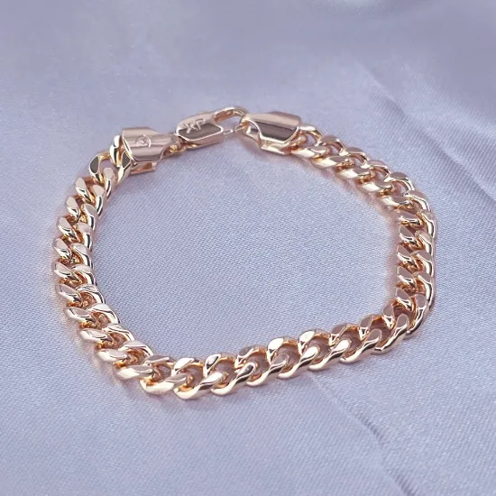 Imagen de Pulsera Tejido Barbada Cerrada Oro Dorado  1906