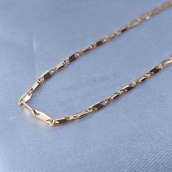 Imagen de Cadena Tejido Gucci Ovalada Plana Lisa Oro Dorado