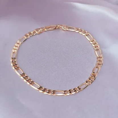 Imagen de Pulsera Tejido Cartier o Fígaro Oro Dorado  1803