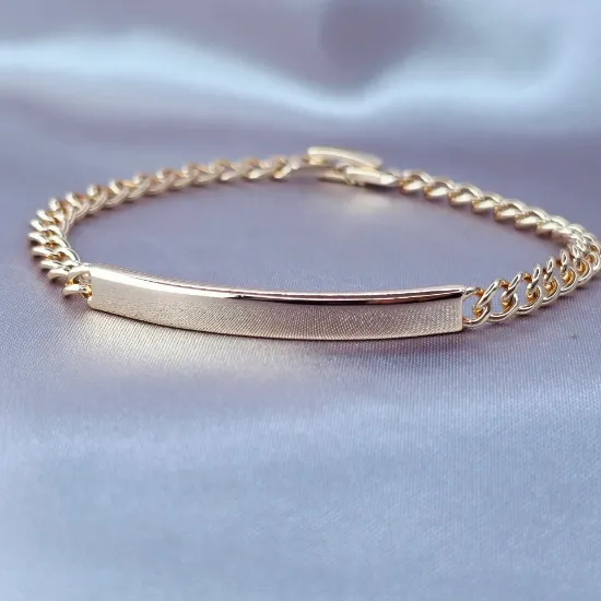 Imagen de Pulsera Esclava Barbada Abierta Liso Oro Dorado  1905