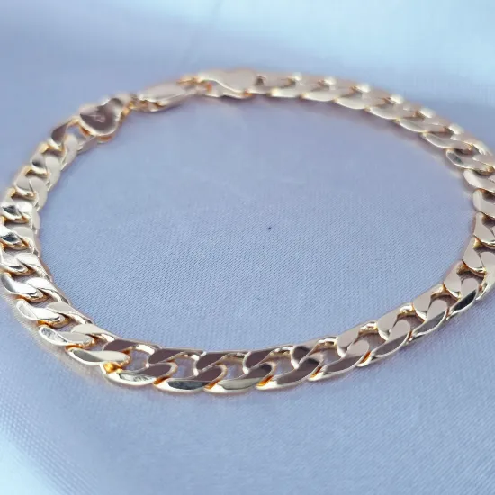 Imagen de Pulsera Tejido Barbada Abierta Oro Dorado Talla 1806