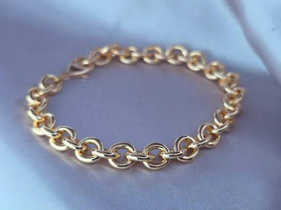 Imagen de Pulsera Eslabones Ovalados Gruesos Oro Dorado Talla 2007