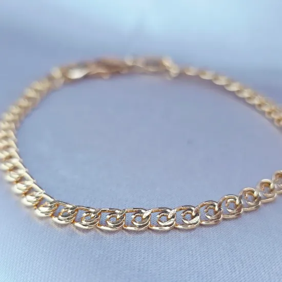 Imagen de Pulsera Tejido Lumachina o Bisel Oro Dorado Talla 1803