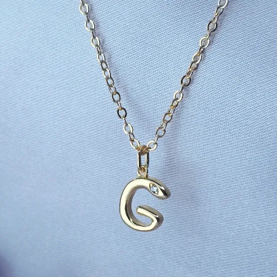 Imagen de Collar con Pequeño Brillo Inicial G Talla 4501