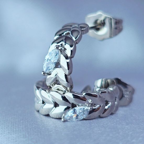 Imagen de Arracada Trenza con Hoja de Cristal
