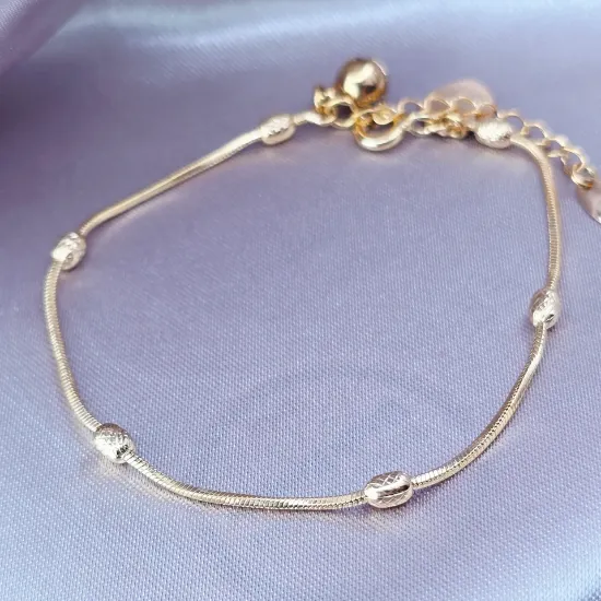 Imagen de Pulsera Cuentas y Cascabel y Corazón Talla 1602