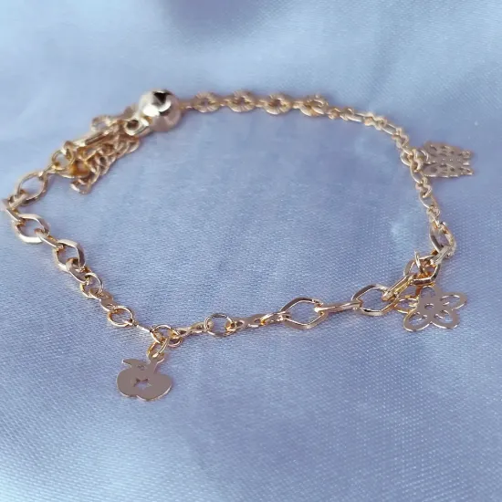 Imagen de Pulsera Corazón Manzana Flor Mariposa Cascabel Talla 1810