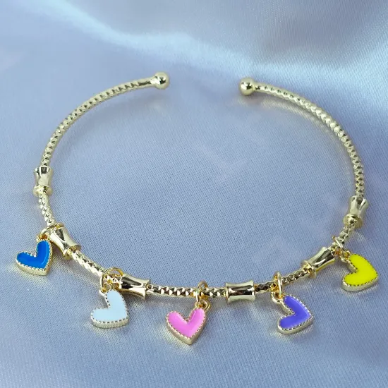 Imagen de Brazalete Semiabierto Corazones Vivri Pastel Talla 1902