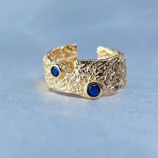 Imagen de Anillo Semiabierto Burbujas Azul Intenso Talla 7