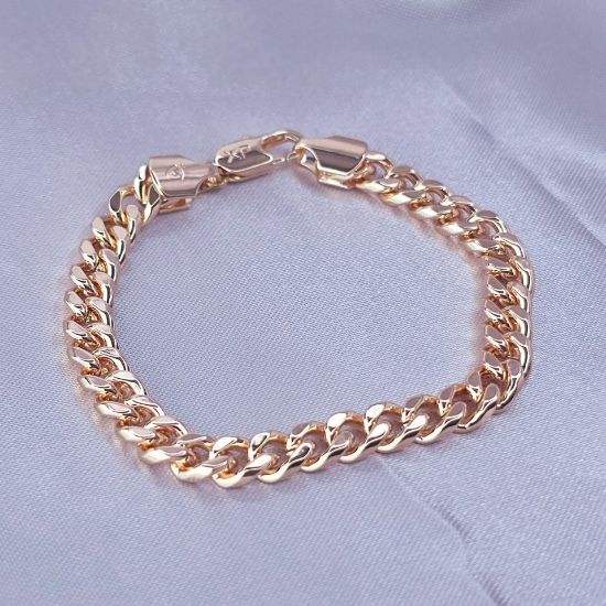 Imagen de Pulsera Tejido Barbada Cerrada Oro Dorado Talla 1905