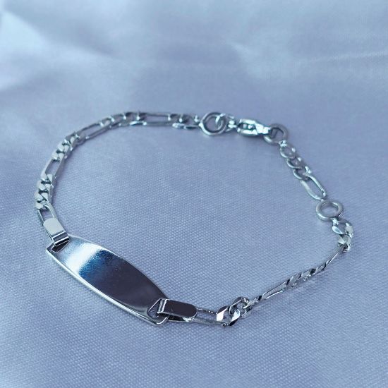 Imagen de Pulsera Esclava Kids Cartier o Fígaro Oro Blanco Talla 1703
