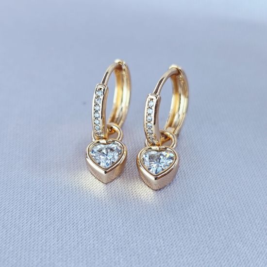 Imagen de Arete Desmontable Corazón Pequeño de Cristal