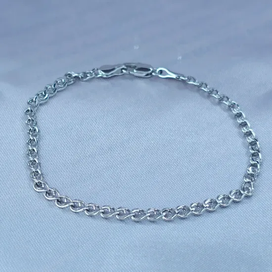 Imagen de Pulsera Tejido Lumachina o Bisel Oro Blanco Talla 1903