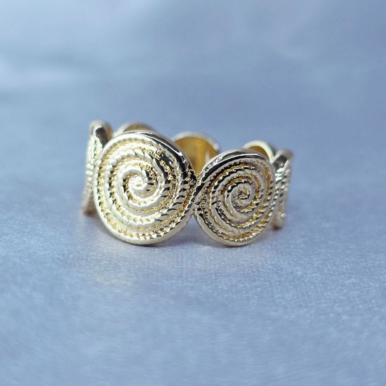 Imagen de Anillo Semiabierto Espirales de Oro 