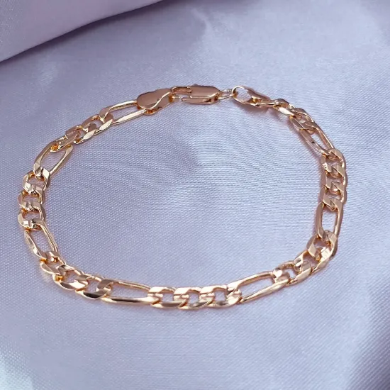 Imagen de Pulsera Tejido Cartier o Fígaro Oro Dorado Talla 1906