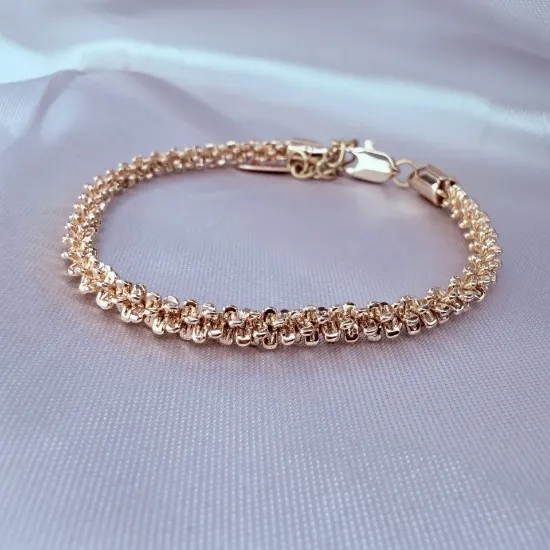 Imagen de Pulsera Tejido Ice Chain Oro Dorado  2205