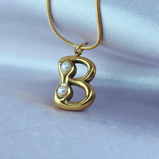 Imagen de Collar Perlas Inicial B
