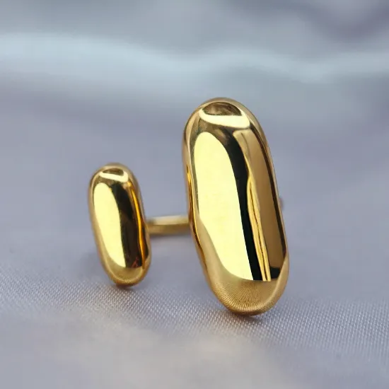 Imagen de Anillo Oro Gotas Geométricas  7