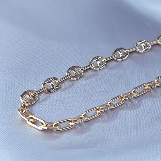 Imagen de Cadena Tejido Gucci con Eslabones Rectángulos Ovalados Oro Dorado  5006