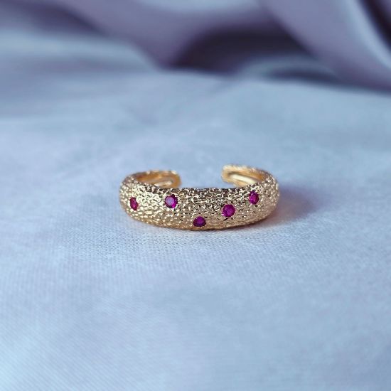 Imagen de Anillo Semiabierto Burbujas Fucsia C