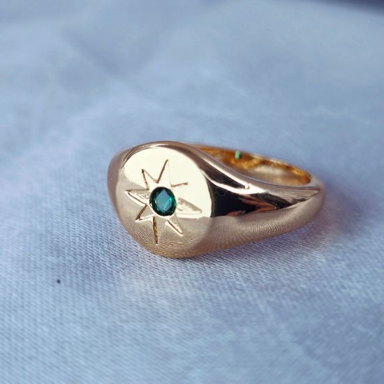 Imagen de Anillo Estrella Punto Esmeralda C