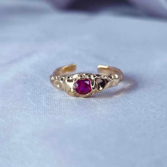 Imagen de Anillo Semiabierto Punto Fucsia