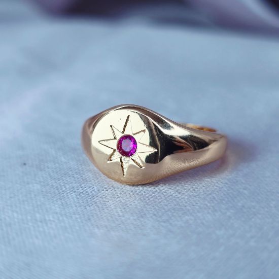 Imagen de Anillo Estrella Punto Fucsia C