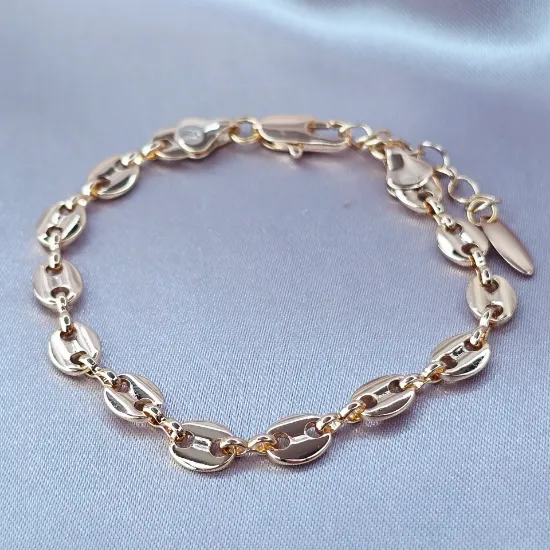 Imagen de Pulsera Tejido Gucci Lisa Gruesa Oro Dorado  1806