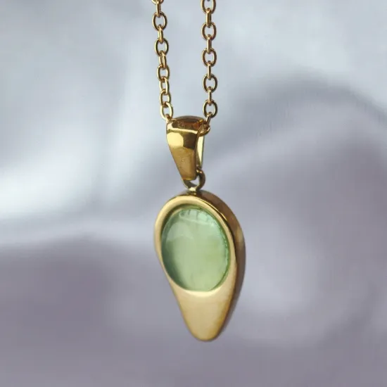 Imagen de Collar Gota Ojo de Gato Verde  4501