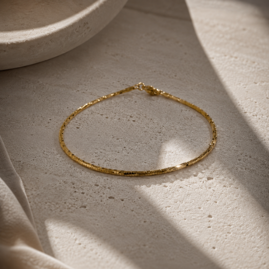 Imagen de Pulsera Box Chain Torcida Oro Dorado  1901