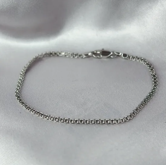 Imagen de Pulsera Tejido Chino Planchada Entrelazada Oro Blanco Talla 1702
