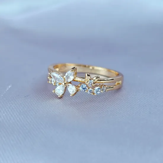 Imagen de Anillo Mariposa y Pequeña Mariposa Talla 7