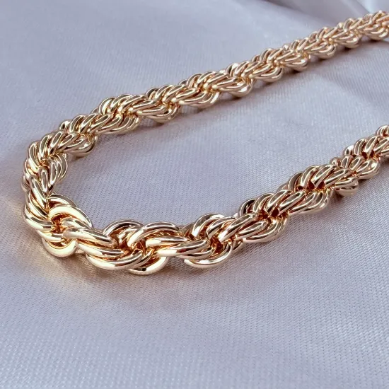 Imagen de Cadena Tejido Cordón Salomónico o Torzal Oro Dorado Talla 4906