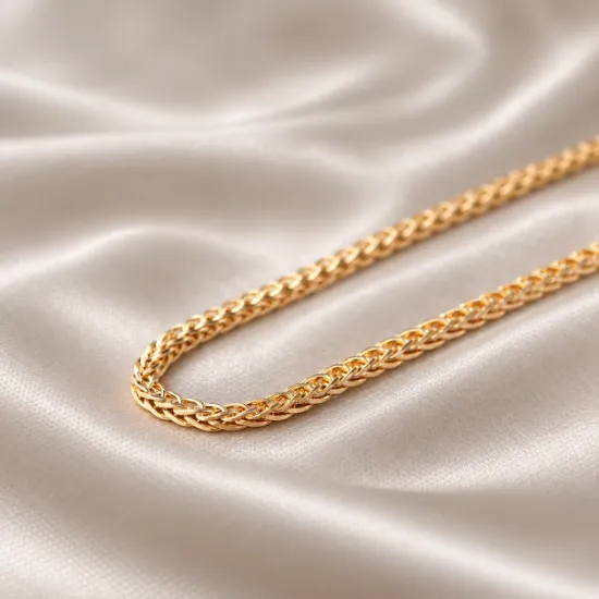 Imagen de Cadena Trejido Cubo Trenzado Oro Dorado Talla 5002