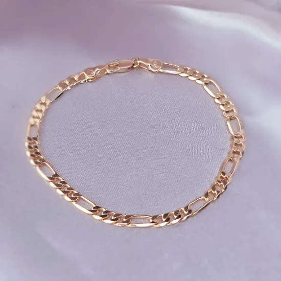 Imagen de Pulsera Tejido Cartier o Fígaro Oro Dorado Talla 2003