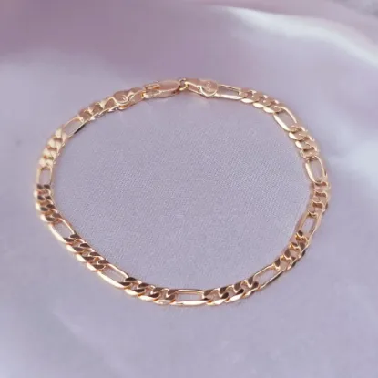 Imagen de Pulsera Tejido Cartier o Fígaro Oro Dorado Talla 2304