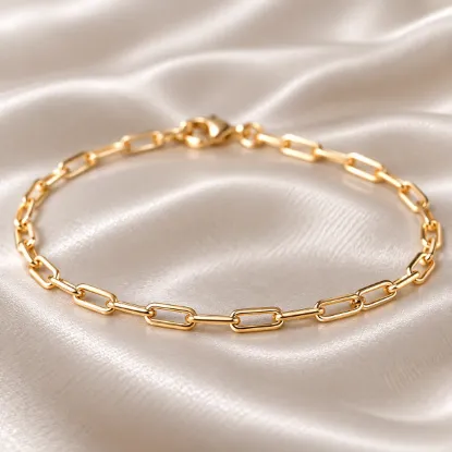 Imagen de Pulsera Eslabones Rectangulares Entrelazados Oro Dorado Talla 2104