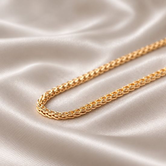 Imagen de Cadena Trejido Cubo Trenzado Oro Dorado C