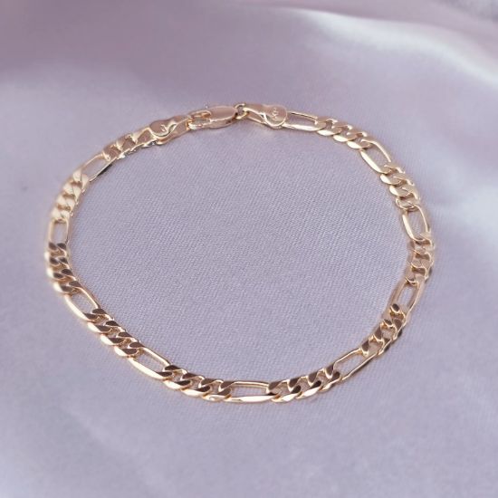 Imagen de Pulsera Tejido Cartier o Fígaro Oro Dorado
